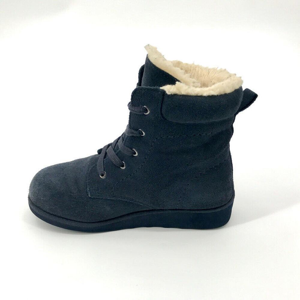 Bearpaw‎ Phoebe Womens Ankle Boots Sz 6 Blue Fleece Lined Winter Snow Suede
